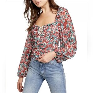 Free People lace-up sheer ruffle